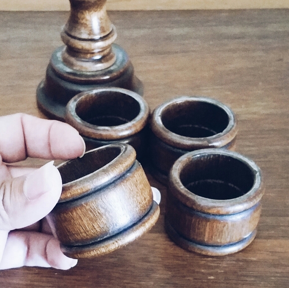 Vintage Wood Napkin Ring Candlestick Holder - Picture 3 of 7